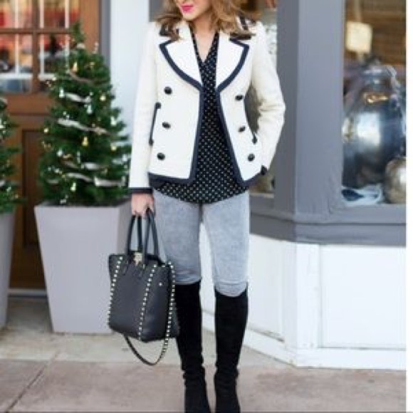 J. Crew Jackets & Blazers - J. Crew Tipped Peacoat Ivory by Nello Gori